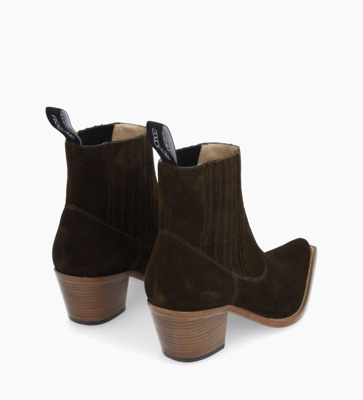 Bottine western chelsea - Sibelle 50 - Cuir velours - Vert Olive